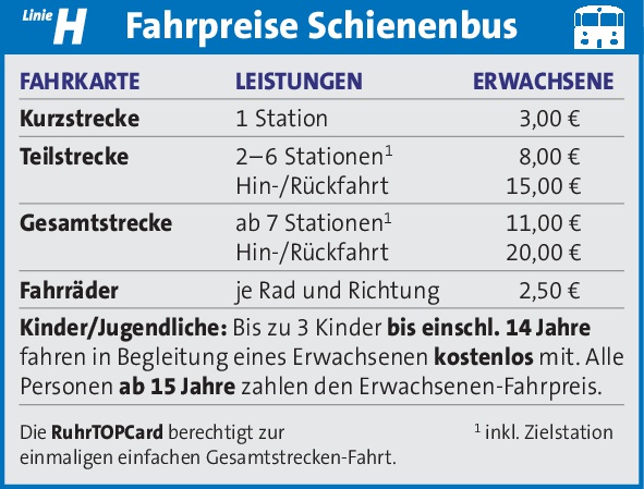 Fahrpreise Linie H