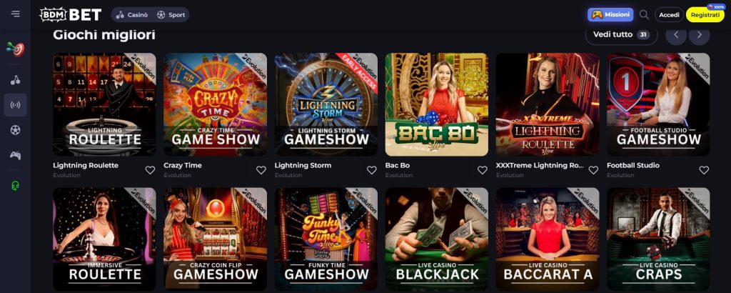 Die Webseite von BDM BET präsentiert eine Vielzahl von Bonusangeboten für Casino- und Sportwetten. Zu den Promotionen gehören Boni für die erste, zweite und dritte Einzahlung, ein Highroller-Bonus sowie wöchentliche Cashback- und Rakeback-Boni. Die ansprechende visuelle Gestaltung mit farbenfrohen Grafiken und dynamischen Elementen hebt die verschiedenen Aktionen hervor.